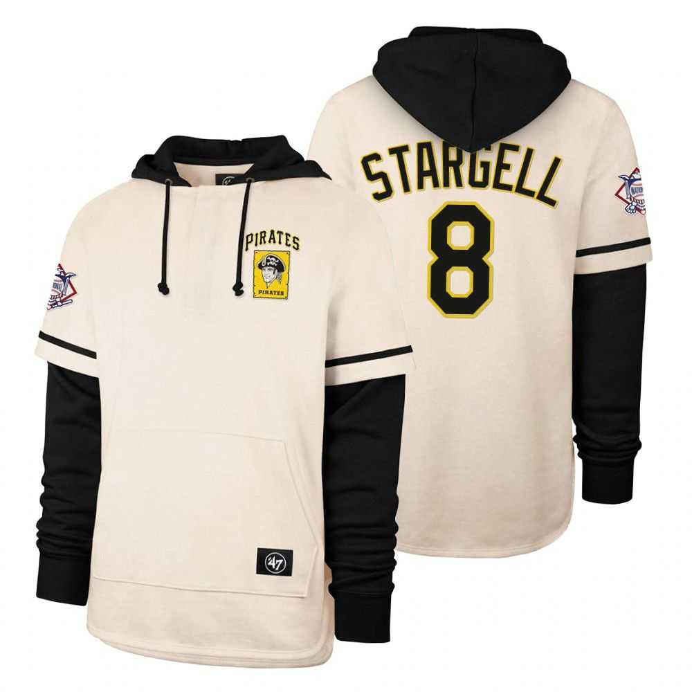 Men Pittsburgh Pirates 8 Stargell Cream 2021 Pullover Hoodie MLB Jersey